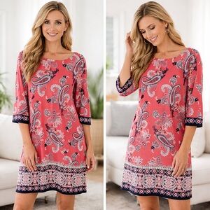 Sandra Darren Women’s Paisley Print Dress‎ Plus Size L